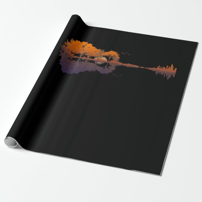 Papel De Regalo Guitarra Lake Shadow Love Guitar Gift Music Avers (Desenrollado)