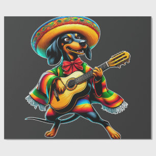 Papel De Regalo Guitarra Mariachi Dachshund Cinco de Mayo