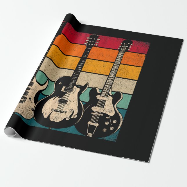 Papel De Regalo Guitarra retro (Desenrollado)