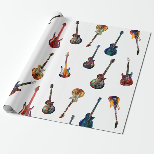 Papel De Regalo Guitarras coloridas (Desenrollado)