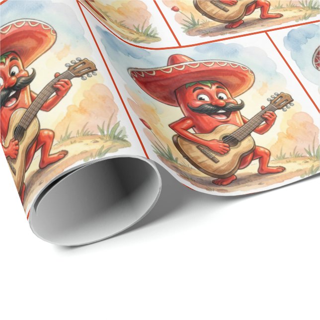 Papel De Regalo Guitarrista de chile rojo (Esquina del rollo)