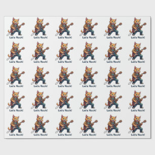 Papel De Regalo Guitarrista gato naranja