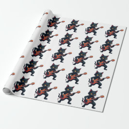 Papel De Regalo Guitarrista gato negro