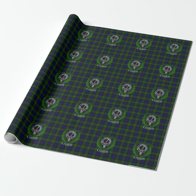Papel De Regalo Gunn Scottish Clan Tartan & Crest (Desenrollado)