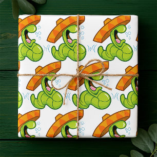Papel De Regalo Gusano ebrio con Fiesta mexicano de Sombrero