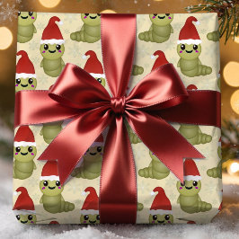 Papel De Regalo Gusanos Navideños Adorables Regalo Dibujado a Mano