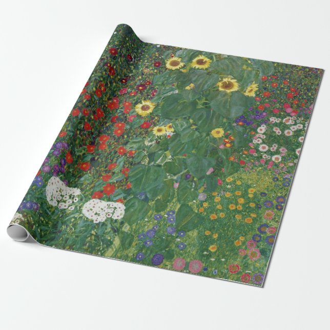 Papel De Regalo Gustav Klimt - Jardín de granja con girasoles (Desenrollado)