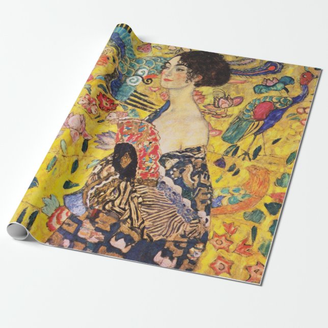 Papel De Regalo Gustav Klimt Lady Con Ventilador (Desenrollado)