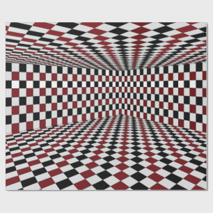 Papel De Regalo Habitación Cuadrada Roja Blanca y Negra Alto Contr
