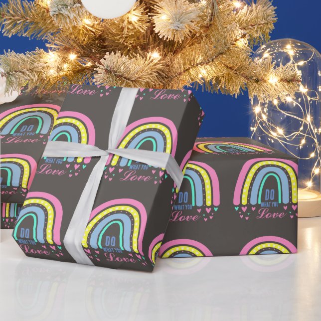 PAPEL DE REGALO "HACER LO QUE TE ENCANTA" CITA BROWN RETRO BOHO RA (Vacaciones)