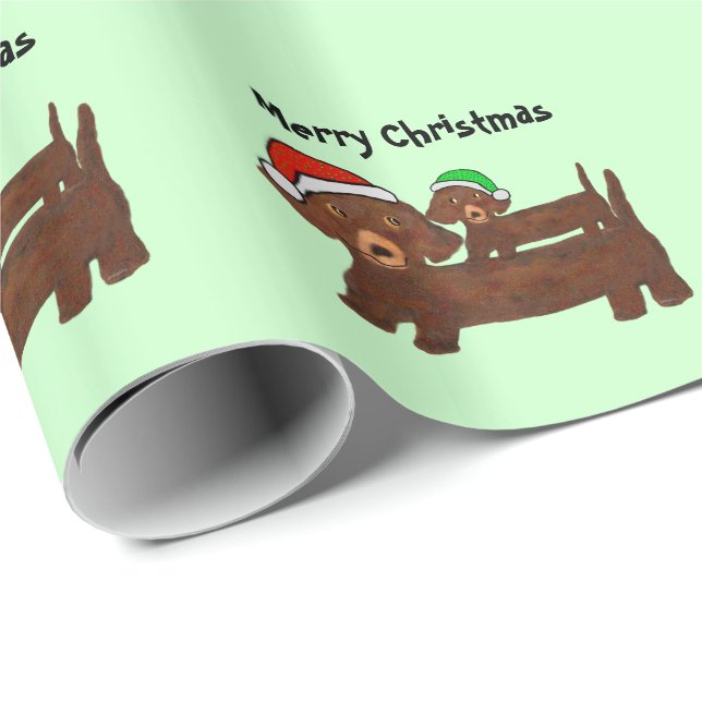 Papel De Regalo Hacia fuera Dachshunds cubiertos (Esquina del rollo)