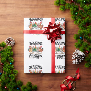 Papel De Regalo Haciendo Una Lista De Pollo Dos Veces Navidades Na