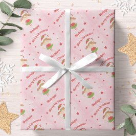 Papel De Regalo Hada Bonita Navidad Rosa Nieve Personalizada