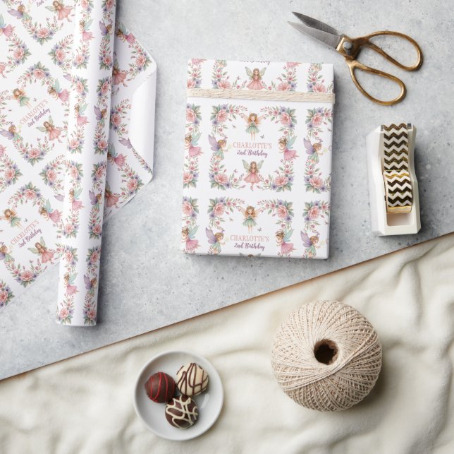 Papel De Regalo hada de flor mágica cumpleaños 2 (Artesanía)