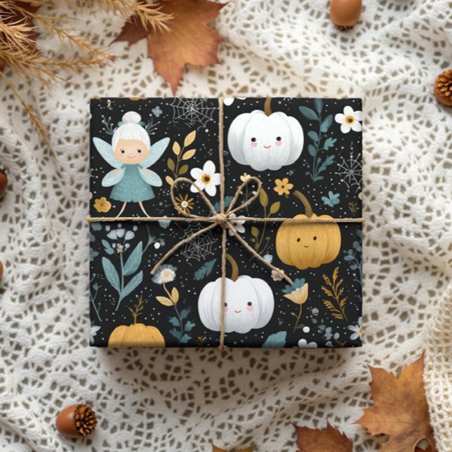 Papel De Regalo Hada de Halloween deliciosa y dulce con calabazas  (Subido por el creador)