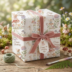 Papel De Regalo Hada del Bosque Caprichosa Acuarela Cumpleaños 5