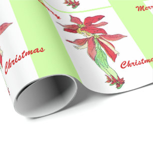 Papel De Regalo Hada del Poinsettia del vintage de las Felices