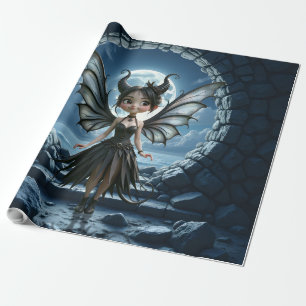 Papel De Regalo Hada gótica adorable nacida de la luna, la pequeña