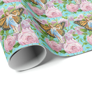 Papel De Regalo Hada monarca entre los Rosas