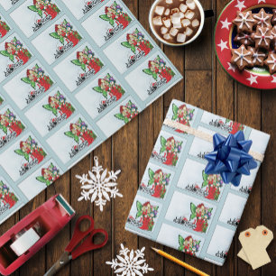 Papel De Regalo Hada Navideña Caprichosa Regalos de Fiesta Azul