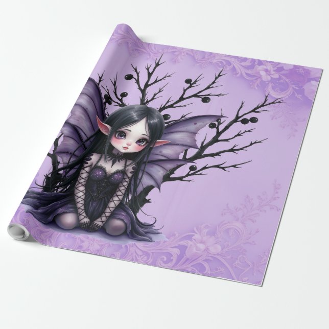 Papel De Regalo Hada oscura y suave con alas de murciélago (Desenrollado)