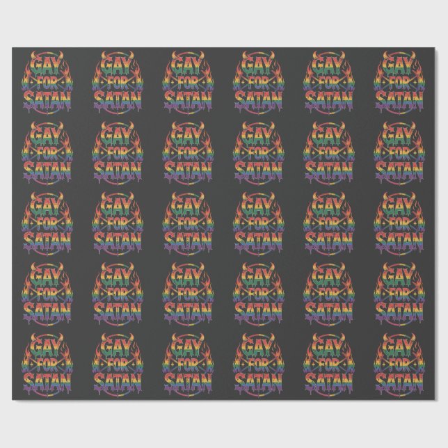 Papel De Regalo Hail Gay Satan Rainbow Baphomet Devil Goe LGBTQ (Superficie plana)