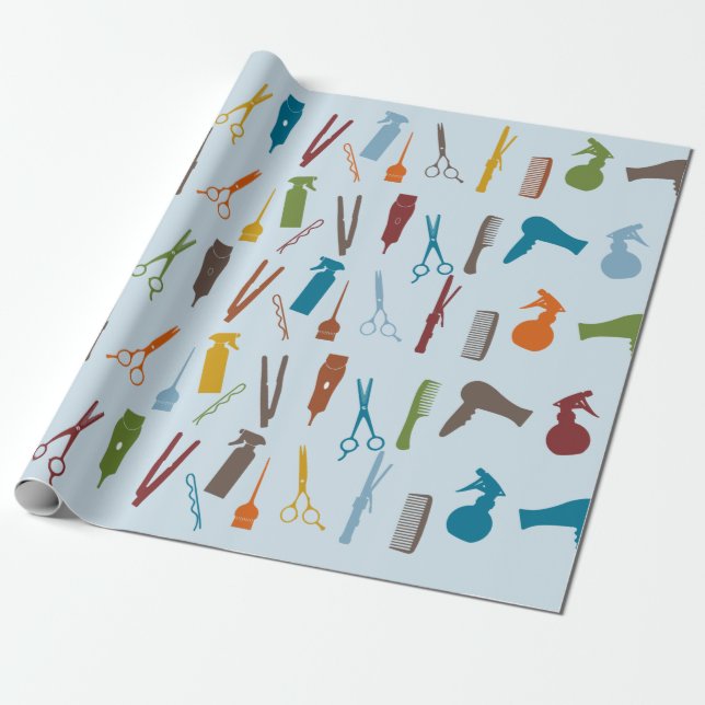 Papel De Regalo Hair Stylist Salon Barber Scissors (Desenrollado)