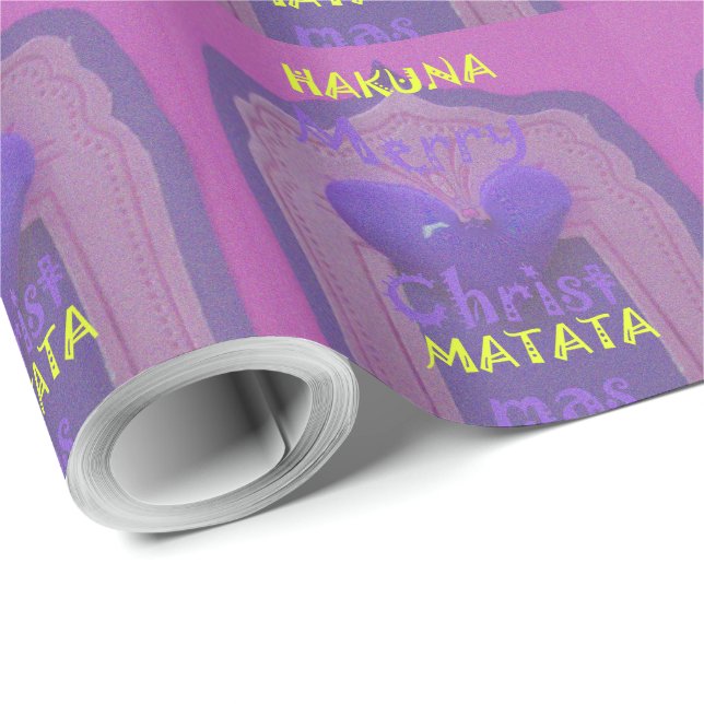 Papel De Regalo Hakuna Matata Feliz Diseño de Amor de Navidad. (Esquina del rollo)