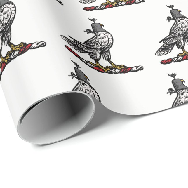 Papel De Regalo Halcón de Caza Heráldica Halcón con casco C (Esquina del rollo)