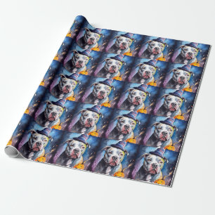 Papel De Regalo Halloween American Staffordshire Con Calabazas