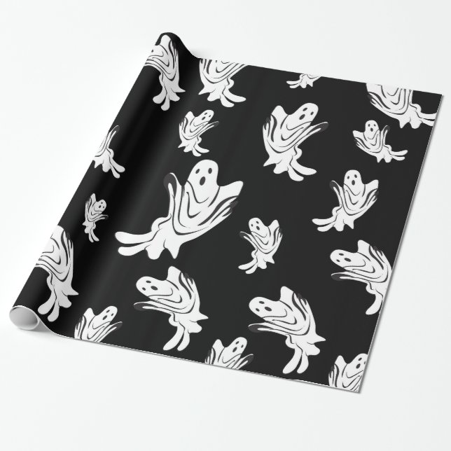 Papel De Regalo Halloween - apenas fantasmal (Desenrollado)