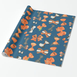 Papel De Regalo Halloween arde naranja y negro