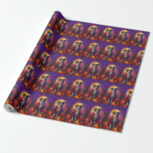 Papel De Regalo Halloween Australian Shepherd Perro Calabazas Espe
