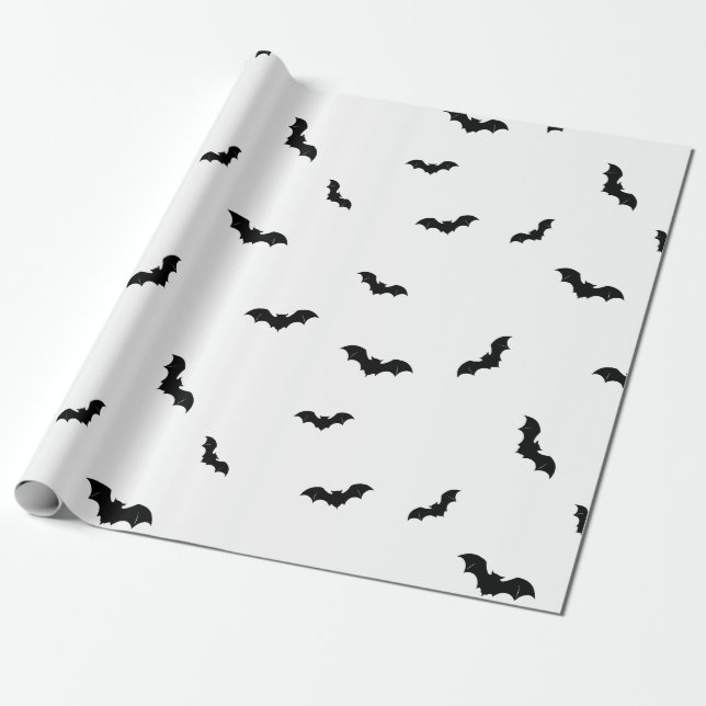 Papel De Regalo Halloween Bat Pattern Spooky (Desenrollado)