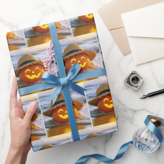 Papel De Regalo Halloween Beach Jack-o-lantern (Regalar)