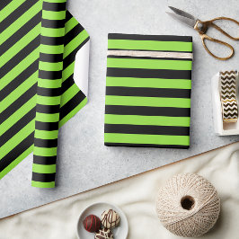 Papel De Regalo Halloween Black Green Stripes Birday Personalizado