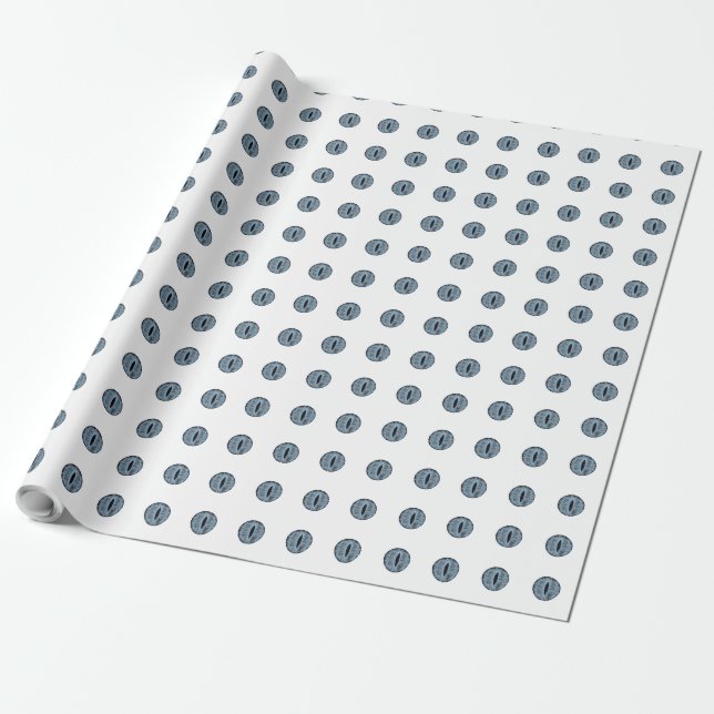 Papel De Regalo Halloween Blue Polka Dot Eyes (Desenrollado)
