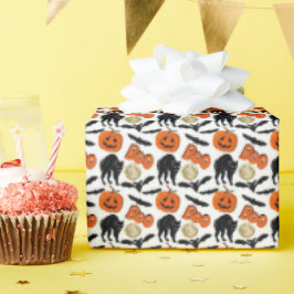 Papel De Regalo Halloween Boo Bats Calabaza De Gatos Y Dibujo De L