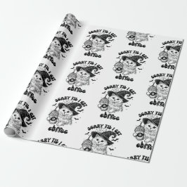 Papel De Regalo Halloween Cat Scary Til I Get Coffee