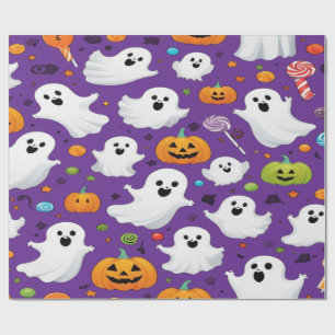 Papel De Regalo Halloween con dulce de vándalos a dulce fantasmagó