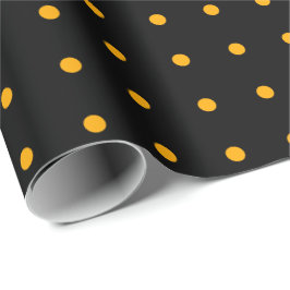 Papel De Regalo Halloween con el Naranja negro Polka Dot Pattern