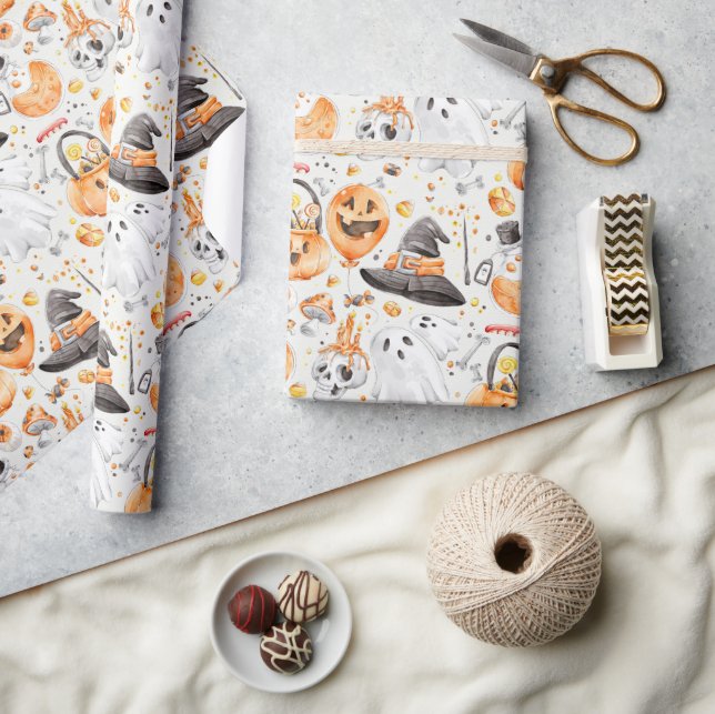 Papel De Regalo Halloween de acuarela caprichosa (Artesanía)