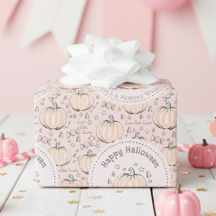 Papel De Regalo Halloween de bebé de calabaza rosa Rubor