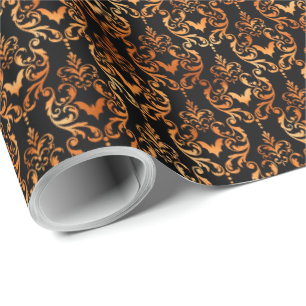 Papel De Regalo Halloween de Black and Naranja Bat Toile
