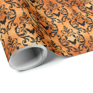 Papel De Regalo Halloween de Black and Naranja Bat Toile