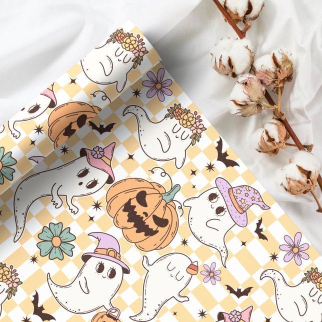 Papel De Regalo Halloween de Boho Ghosts & Pumpkins (Subido por el creador)