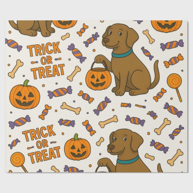 Papel De Regalo Halloween de garabatos o trucos (Superficie plana)