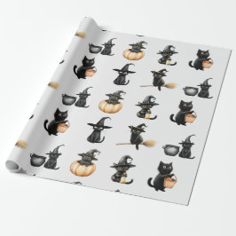 Papel De Regalo Halloween de gatos negros