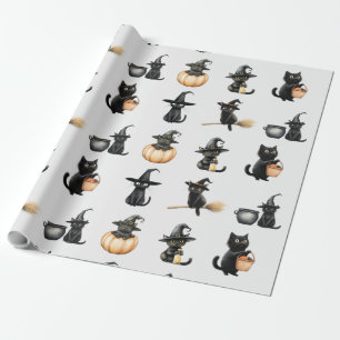 Papel De Regalo Halloween de gatos negros