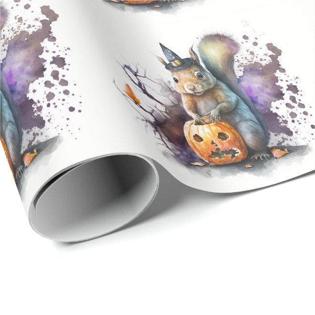 Papel De Regalo Halloween de la ardilla acuática (Esquina del rollo)